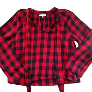 Madewell Tie-Neck Shirt in Buffalo Check Size M